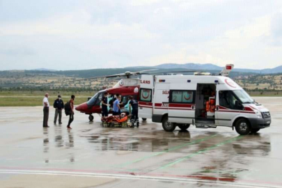 Uşak'ta kolu kopan kişi ambulans helikopterle Ankara'ya sevk edildi