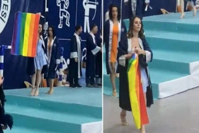 Mezuniyet Töreninde LGBT bayrağı açan öğrenciye soruşturma