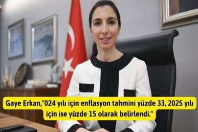 Gaye Erkan,''2024 yılı için enflasyon tahmini yüzde 33, 2025 yılı için ise yüzde 15 olarak belirlendi.''