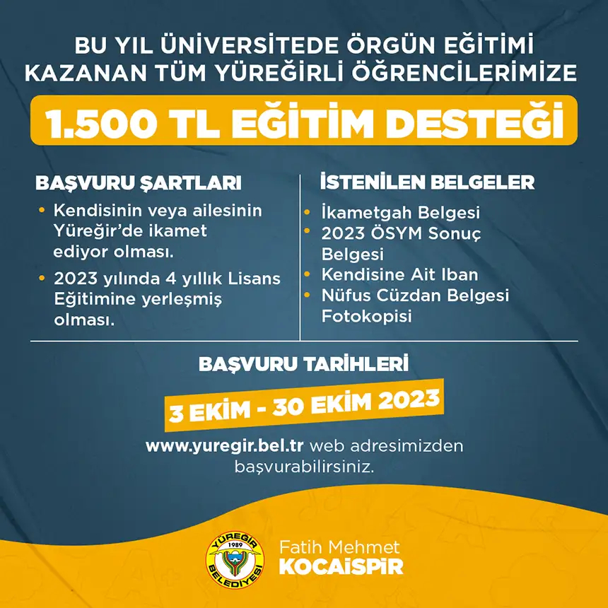 1.500 TL EĞİTİM DESTEĞİ