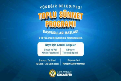 Yüreğir Belediyesi toplu sünnet programı kayıtları başladı