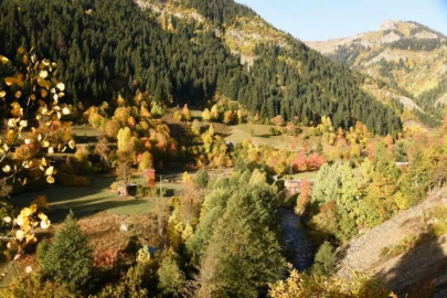 Artvin Şavşat’ta sonbahar renkleri havadan görüntülendi