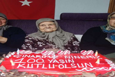 100. yaşına giren yaşlı kadına, torunlarından sürpriz doğum günü