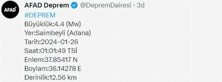 adana deprem