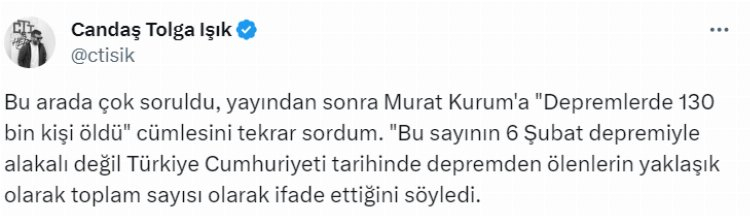 AKP'nin İBB Başkan Adayı Murat Kurum'un deprem iddiası kafaları karıştırdı Depremde ölü sayısı 130 bin 3