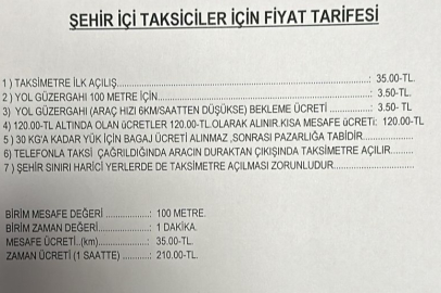 Uşak'ta taksi ücretlerine zam geldi