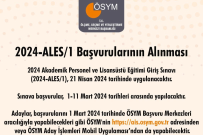 2024-ALES/1 başvuruları başladı