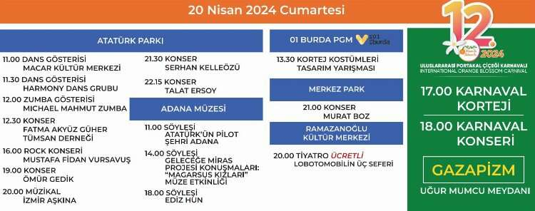 portakal çiçeği festivali programı