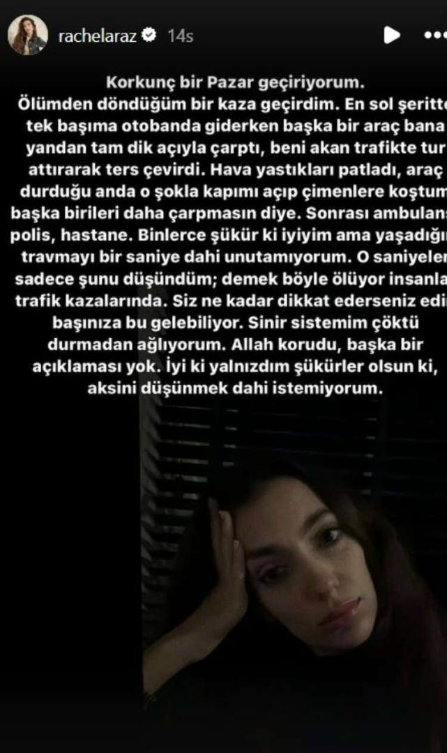 rachel araz trafik kazası