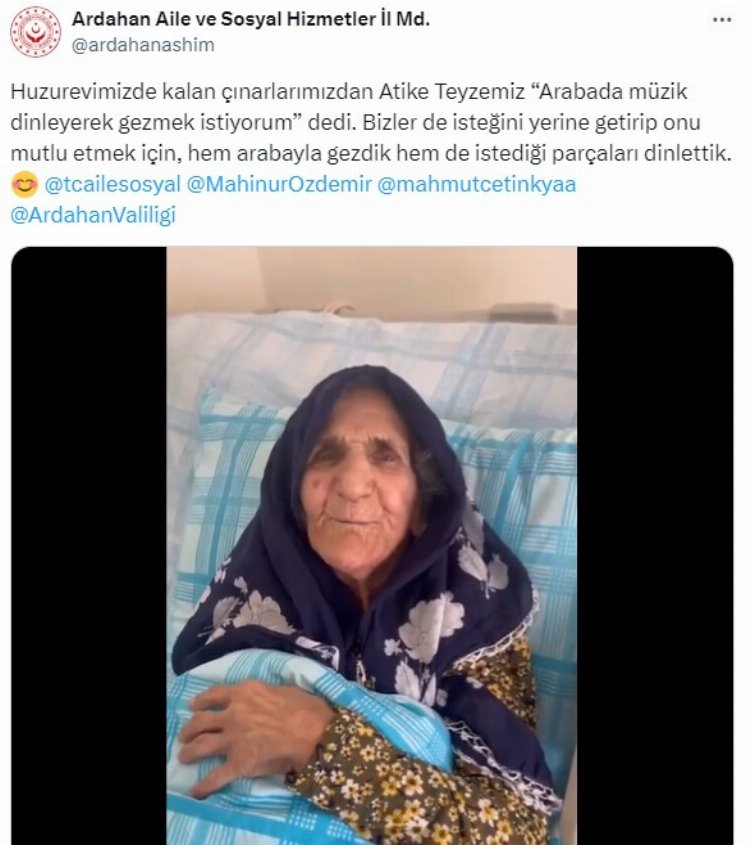 Atika Teyze'nin hayali gerçek oldu Arabada müzik dinleyerek gezdi! 2