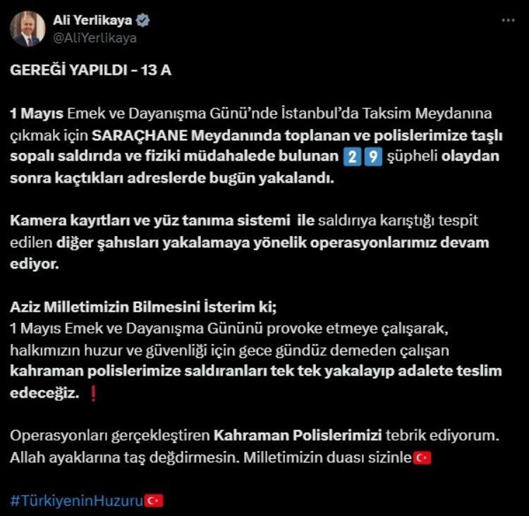 1 mayıs polise saldırı