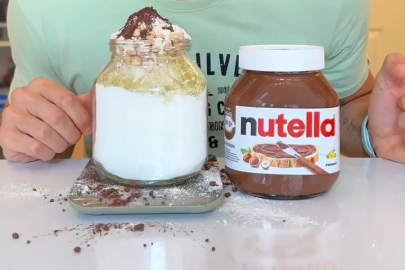 Sosyal medyada bir kişinin, Nutella'nın içindeki malzemelerin miktarını gösterdiği video