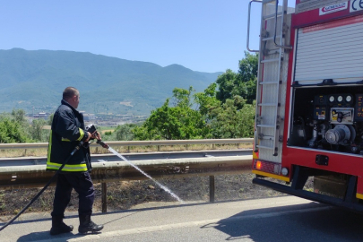 Bursa-Yalova kara yolunda refüjde yangın paniği yaşandı