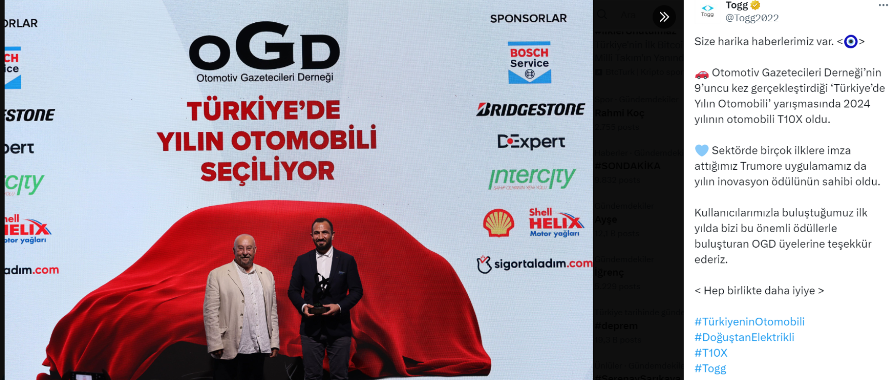 Togg T10X, Türkiye'de Yılın Otomobili seçildi 3