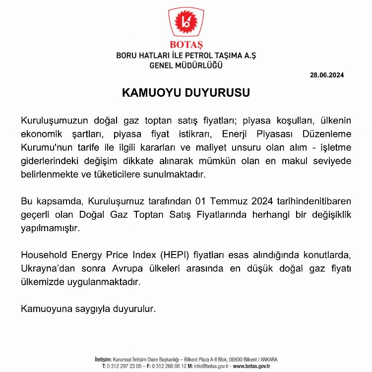 BOTAŞ Temmuz ayı doğal gaz fiyatlarını açıkladı! Konutlarda değişiklik yok 2