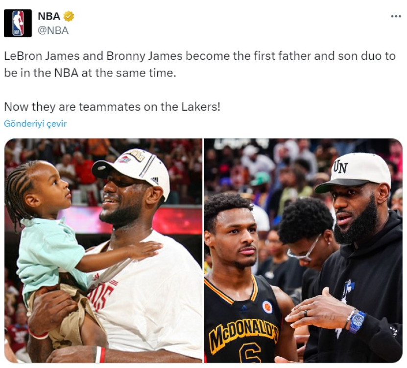 NBA'de tarihi an! LeBron James oğlu Bronny ile aynı takımda 3