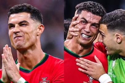 Slovenya'yı penaltılarda eleyen Portekiz'in yıldız futbolcusu Ronaldo'nun gözyaşları