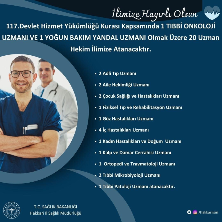 Hakkari'ye 20 uzman doktor atandı 2