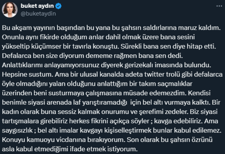 Canlı yayında gerginlik Buket Aydın, Şaban Sevinç'e tepki göstererek yayını terk etti 2