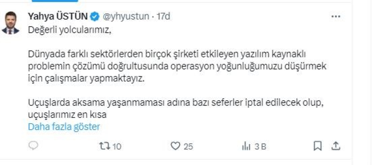 THY Basın Müşaviri Yahya Üstün