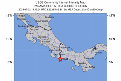 Panama-Kosta Rika sınırında 5.7 büyüklüğünde deprem