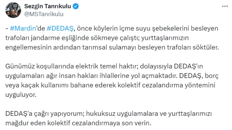 Sezgin Tanrıkulu, Mardin’deki elektrik trafosu olayını eleştirdi Çıkan arbede sosyal medyada gündem oldu 2