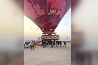 Kapadokya'da sıcak hava balonu park halindeki araçla çarpıştı