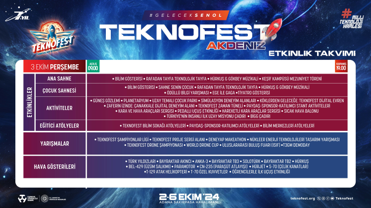 TEKNOFEST ADANA 3 EKİM PERŞEMBE