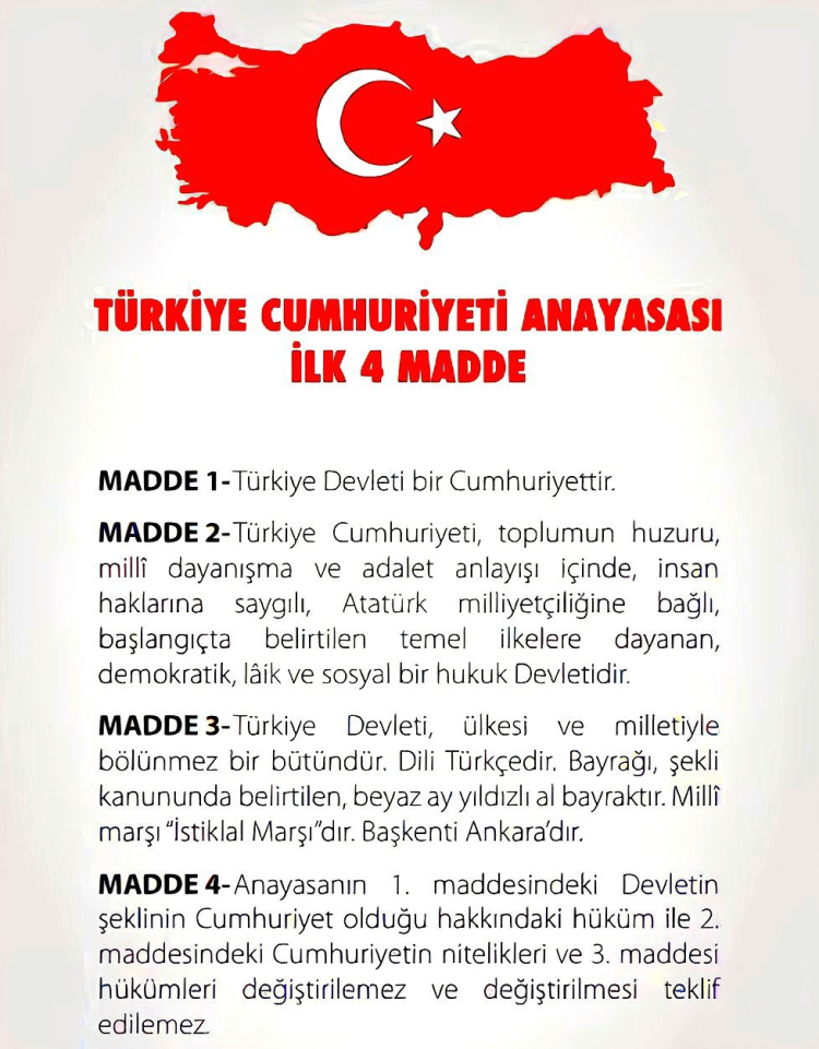 anayasanın ilk 4 maddesi nedir