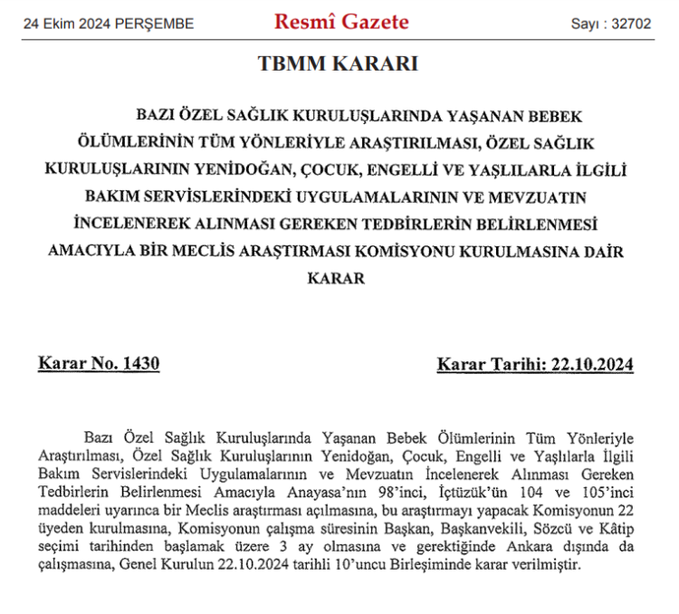 TBMM'de Bebek ölümleri için araştırma komisyonu kurulmasına karar verildi 2